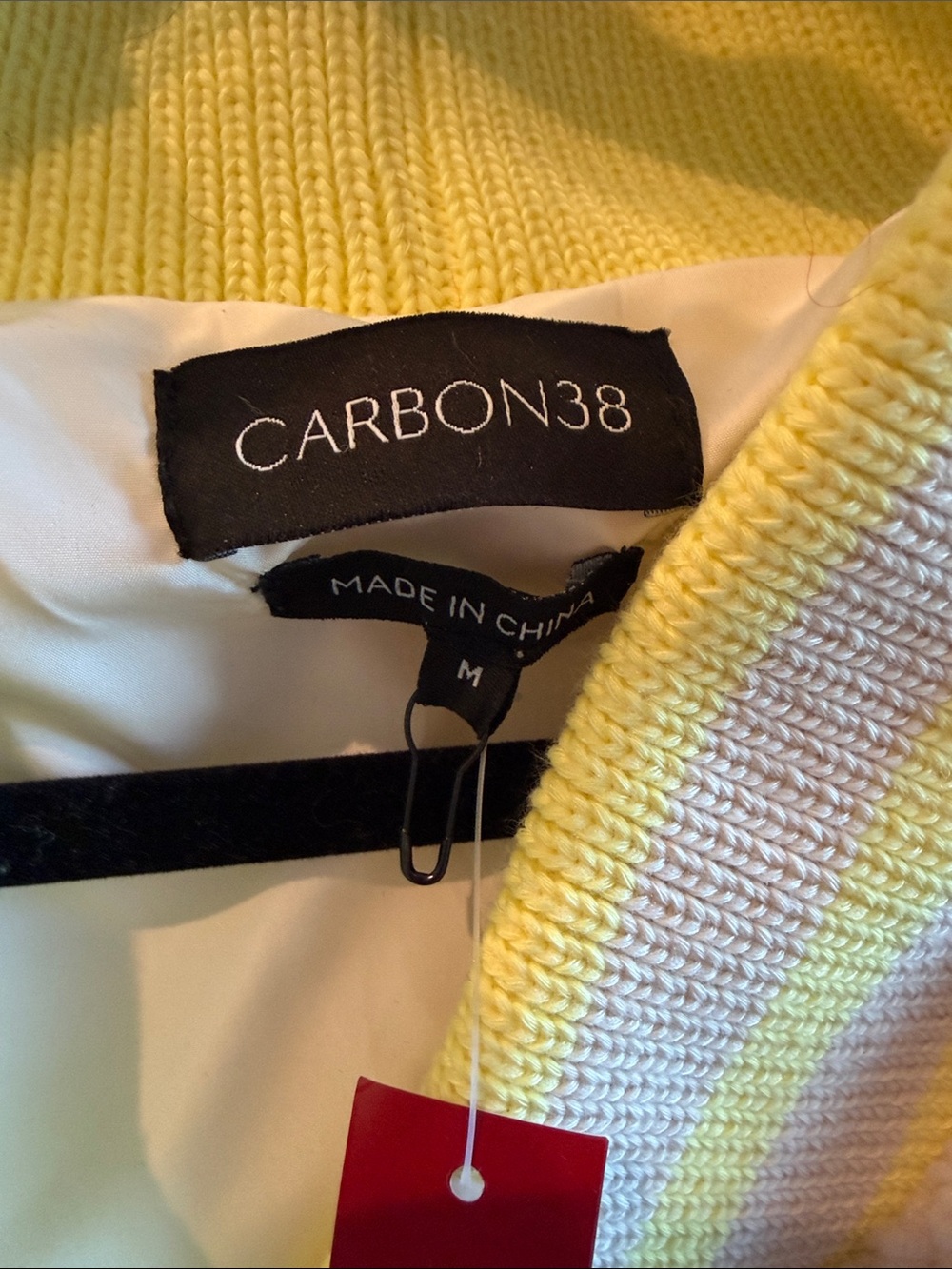 Carbon38 Cream Sherpa Puffer Jacket with Yellow Trim - Picture 3 of 6